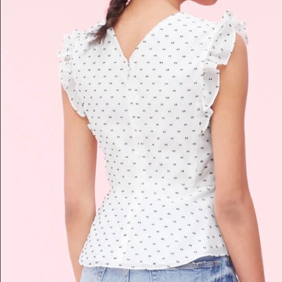 Birdseye Dot Clip Twist Top in Snow Combo - Picture 2 of 2